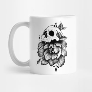Skull And Flower (black version) Mug
